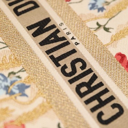 Dior Book Tote Natural Multicolor Raffia Embroidered With Dior Petites Fleurs - Image 5