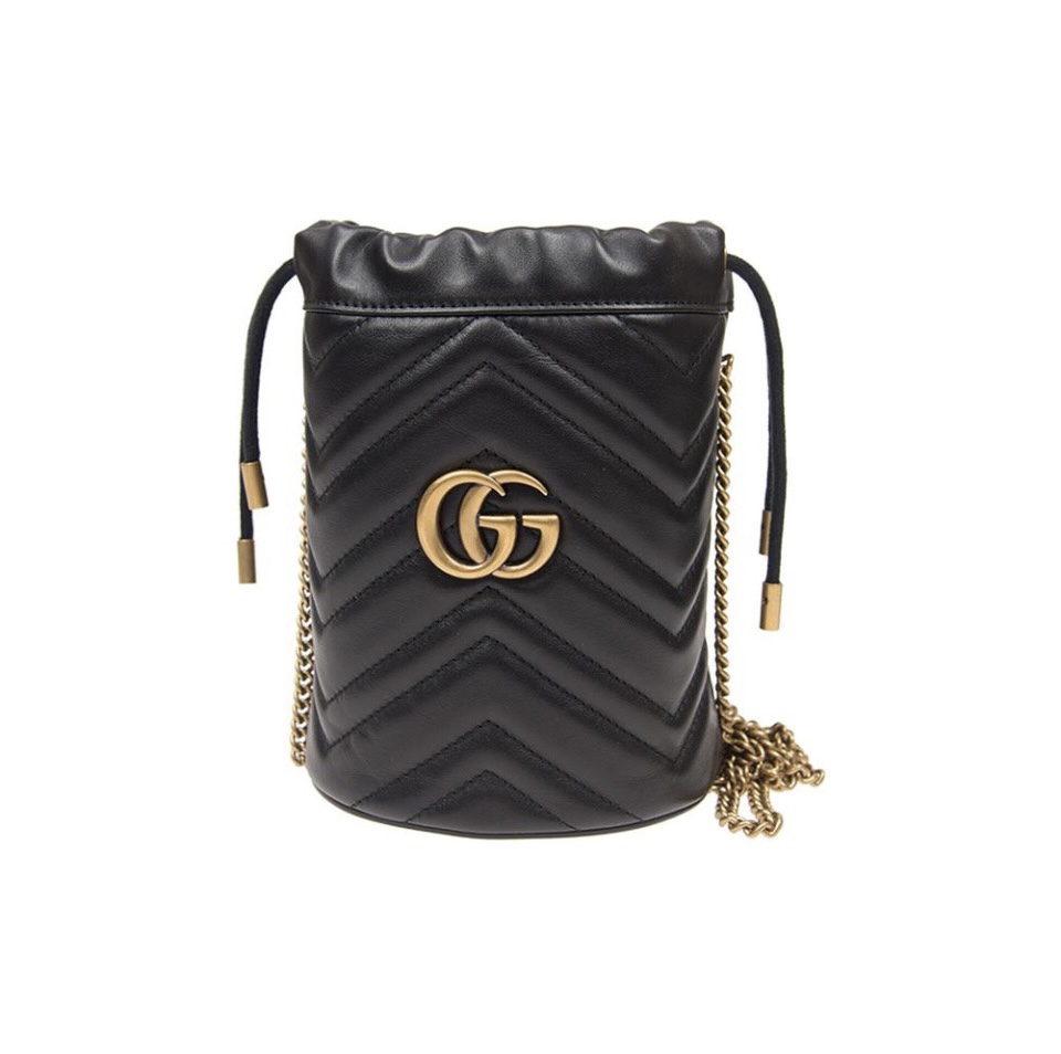Gucci Marmont Drawstring Leather Bucket Bag - Image 1