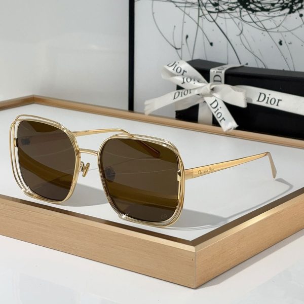 Dior Gold Metal Gold Frame Fashion sunglasses Top quality