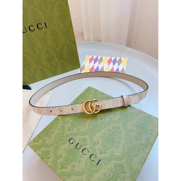 Gucci  Imported Calfskin Apricot Bottom Vintage GG Swivel Buckle Double Sided/Cuttable 20MM