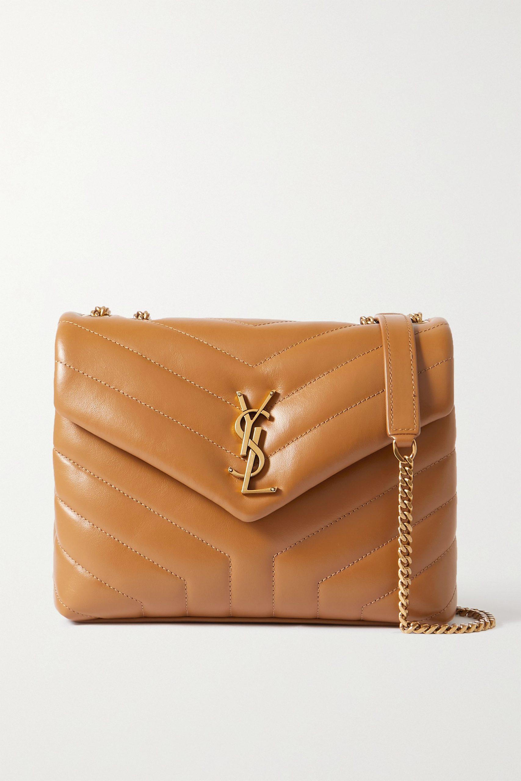 SAINT LAURENT YSL Loulou Small Quilted Leather Shoulder Bag Tan - Image 1
