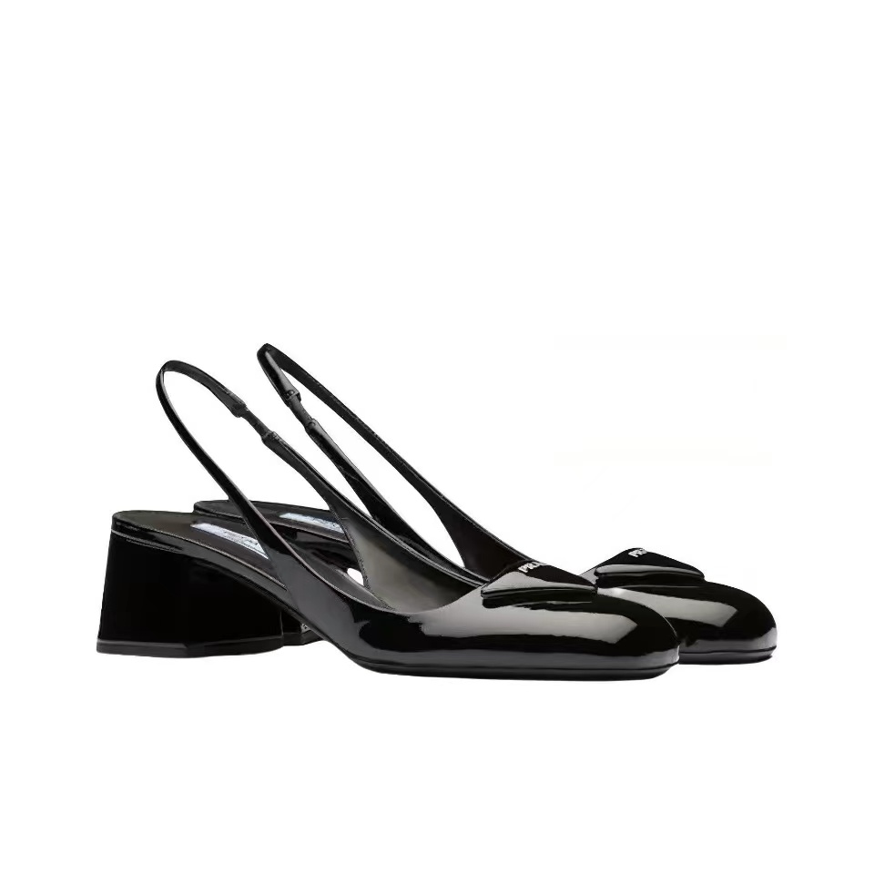 Prada Patent Leather Chunky Heel Slide Sandal - Image 1