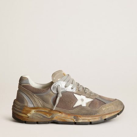Golden Goose Dad-Star Shoes in Dove Gray Mesh and Suede - Image 3