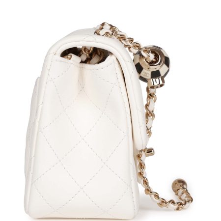 Chanel Classic Flag Bag Pearl Crush Mini Square Flap Bag White   Light Gold Hardware - Image 5