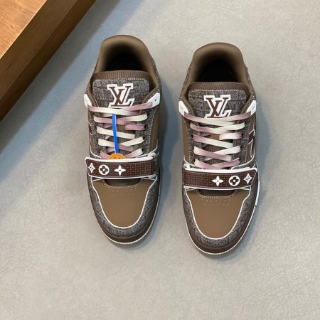 LV Trainer Croc-Embossed Denim Sneaker - Image 2