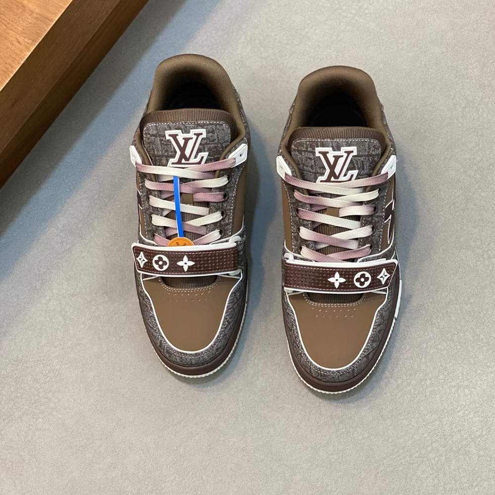 LV Trainer Croc-Embossed Denim Sneaker - Image 2