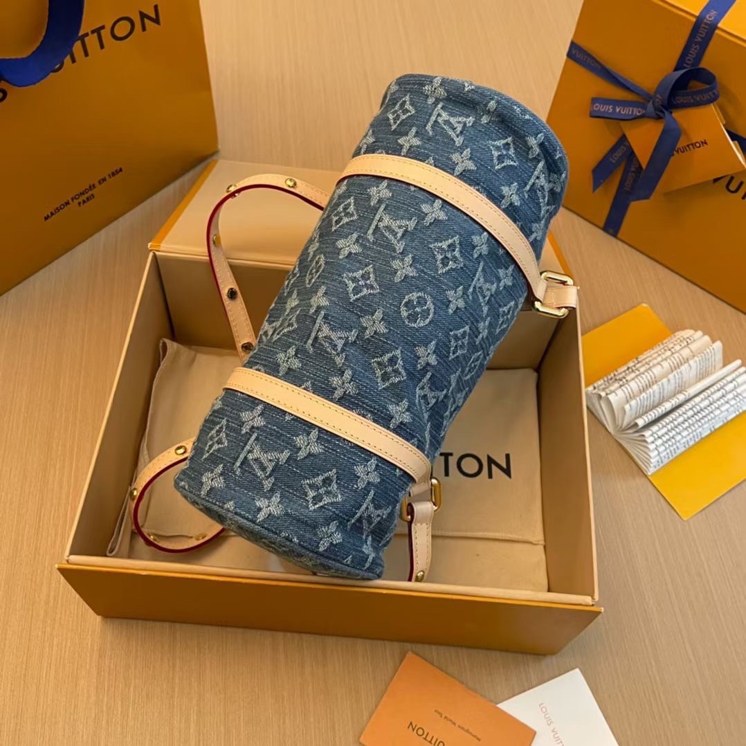 LV PAPILLON Denim Handbag - Image 5