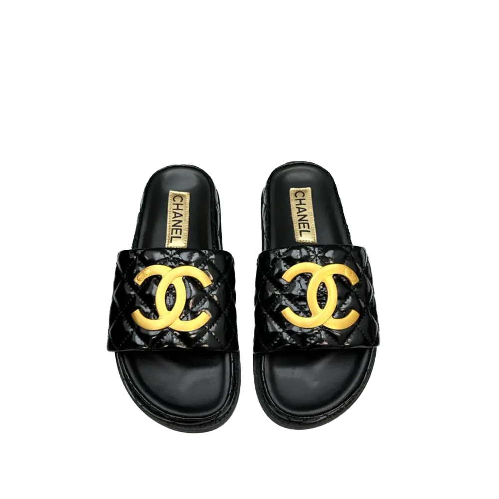 Chanel Gold Label Flat Bottom Fashion Sandals Slide - Image 1