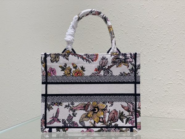 Dior Book Tote Small White Multicolor Dior Jardin Botanique Embroidery