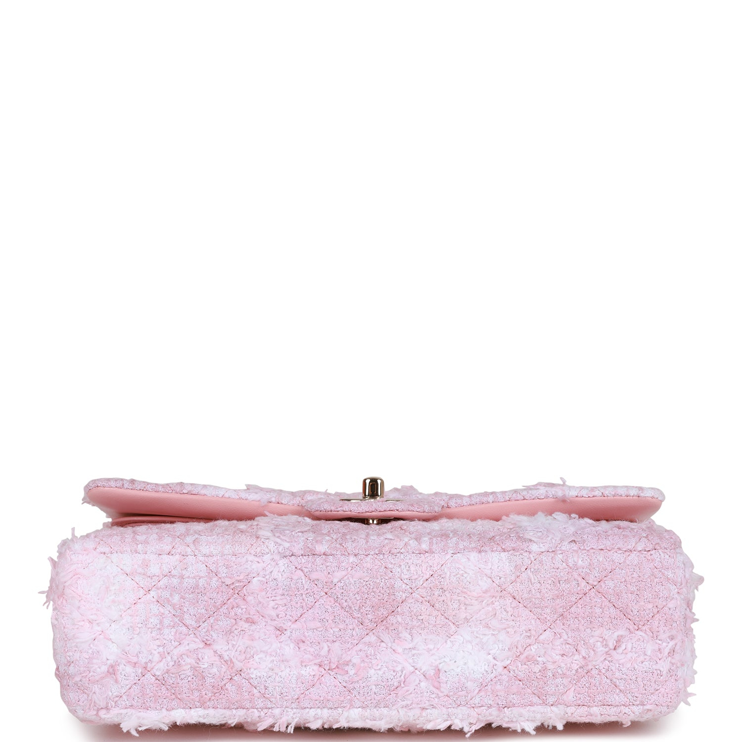 Chanel Classic Flag Bag Medium Classic Double Flap Bag Rose Sakura Tweed Light Gold Hardware - Image 6
