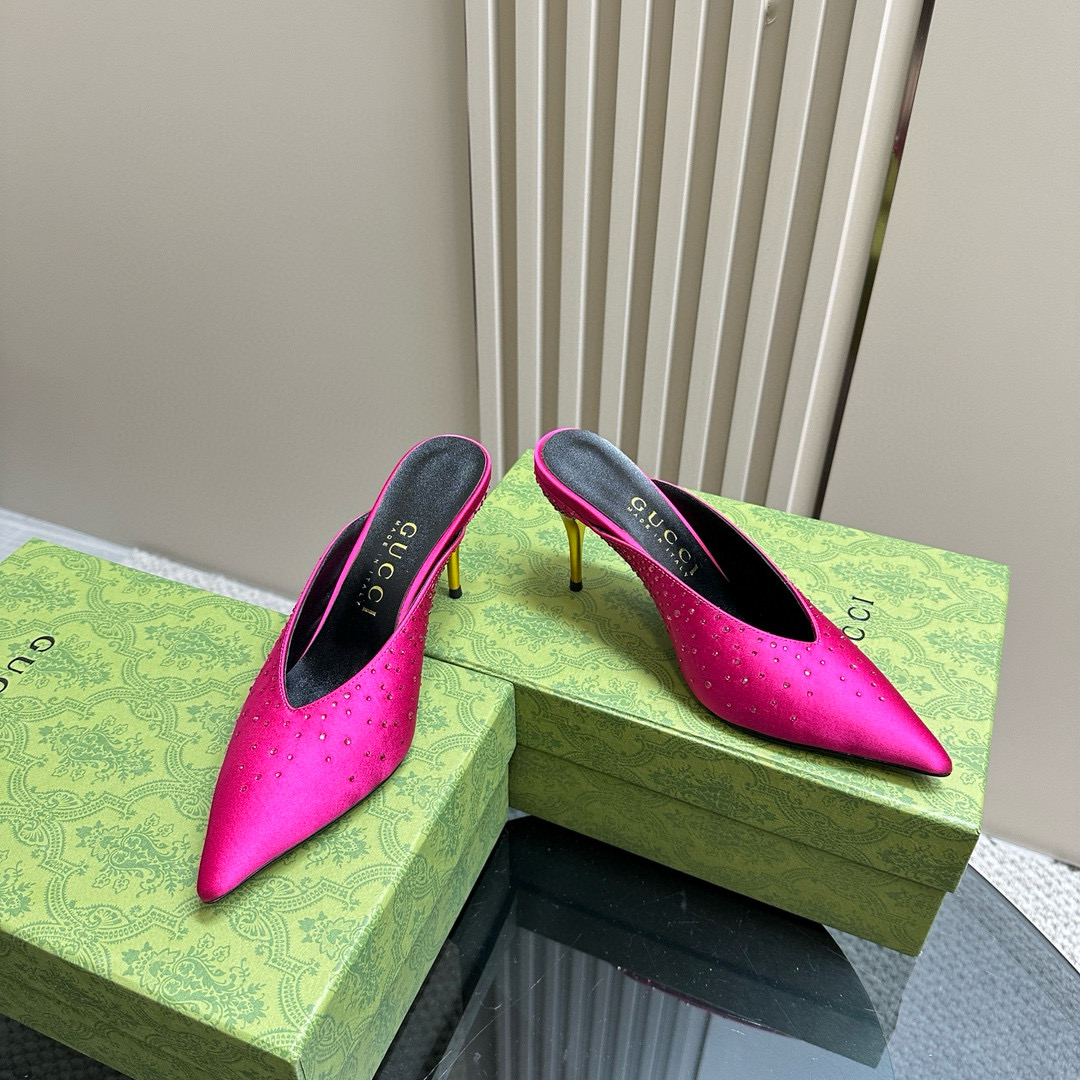 Gucci Pointed Toe High Heel Slippers Slide Sandal - Image 6