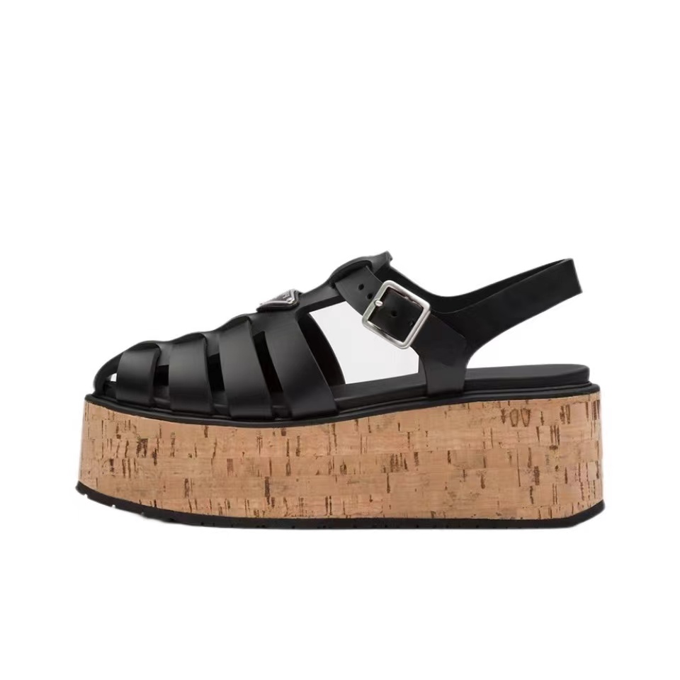 Prada   Rubber Wedge With Thick Sole Sandals Slide - Image 2