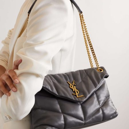 SAINT LAURENT Loulou Puffer small quilted leather shoulder bag grey - Image 4