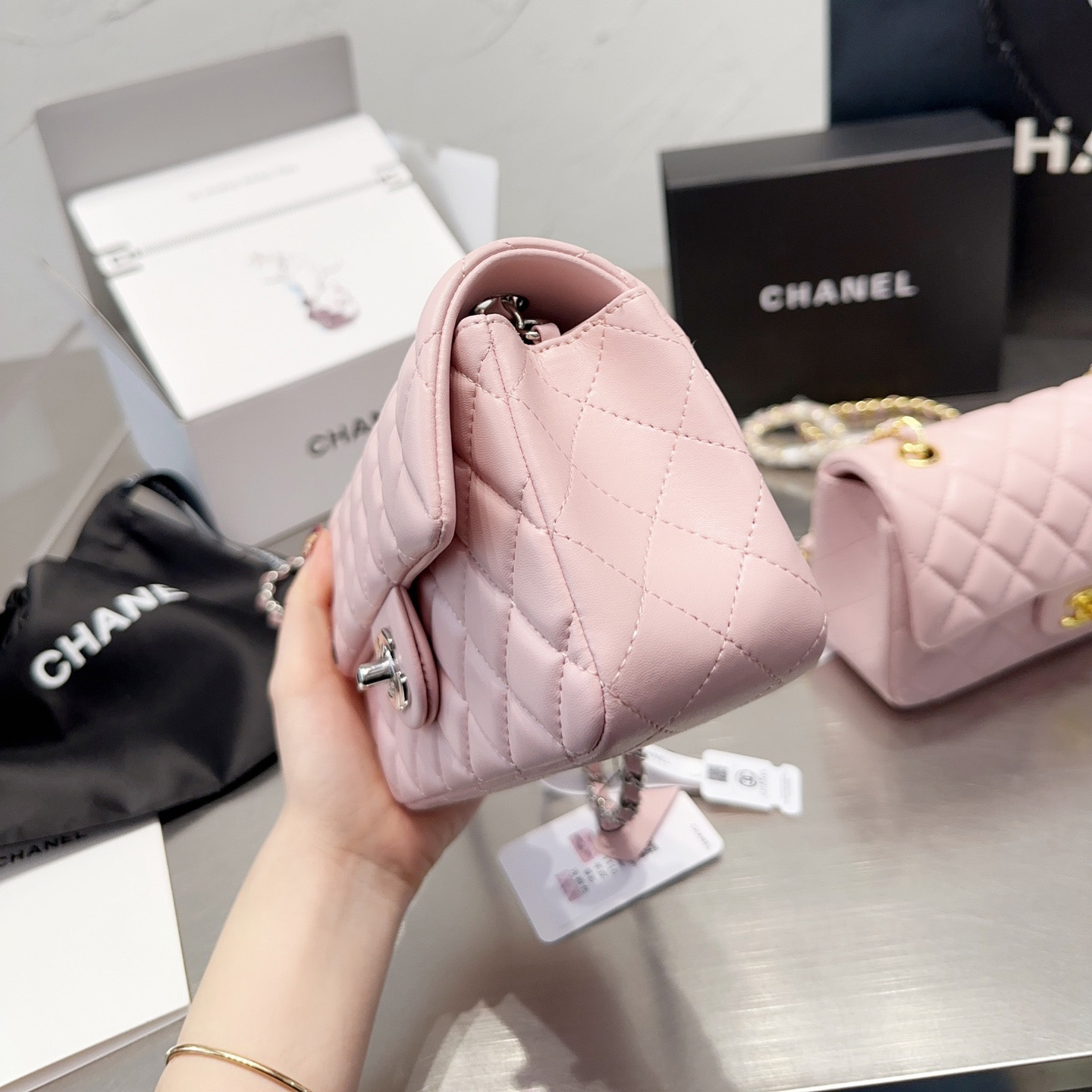 Chanel Classic Pink Flag Bag Small 20cm - Image 4