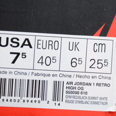 Air Jordan 1 Retro High OG Bred Toe 555088-610 - Image 8