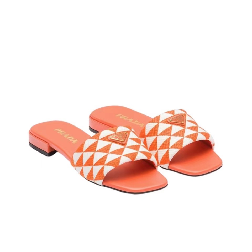 Prada Fabric Flat Bottom Slide Sandal - Image 1