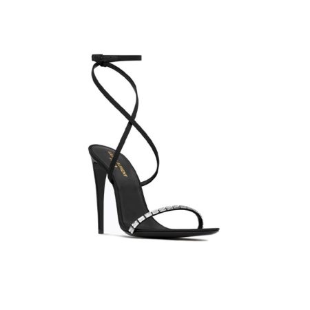 Saint Laurent YSL Gloria Silk Fabric Slide Heels 10.5cm