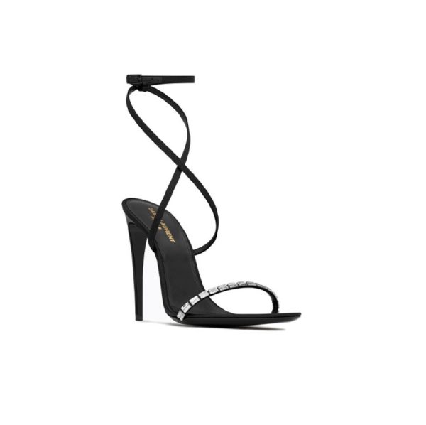 Saint Laurent YSL Gloria Silk Fabric Slide Heels 10.5cm