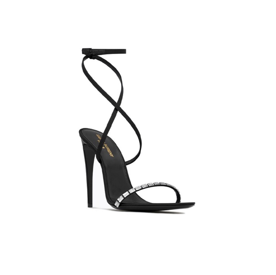 Saint Laurent YSL Gloria Silk Fabric Slide Heels 10.5cm - Image 1
