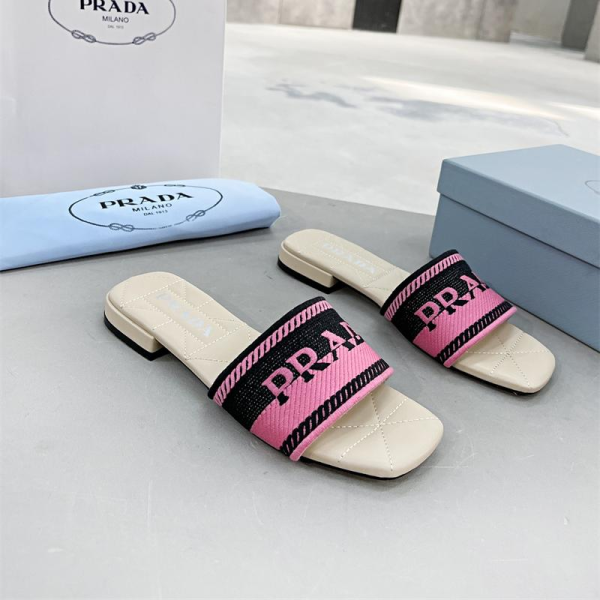 Prada Logo EmbroideryFashion Sandals Slide Sandal