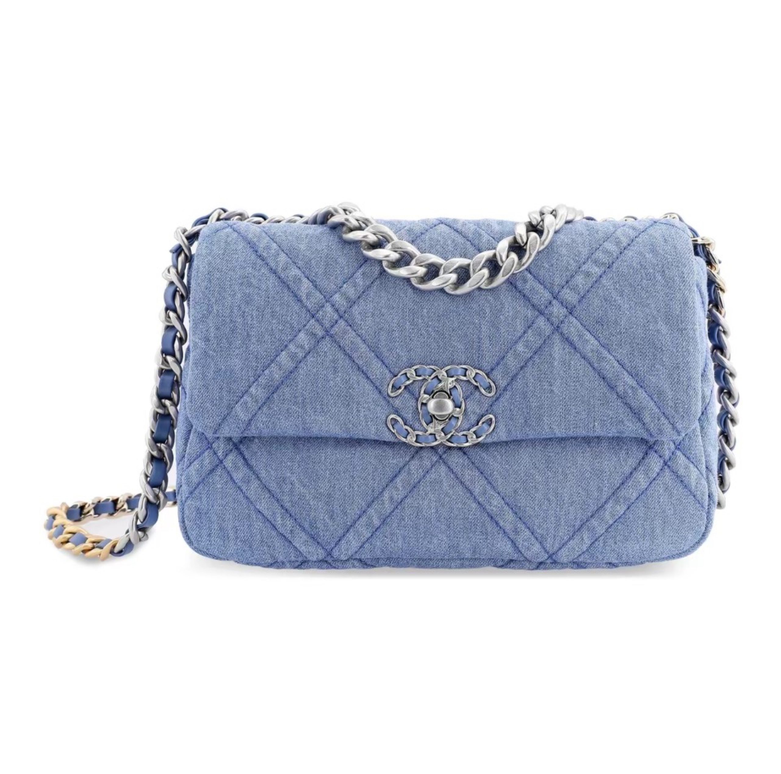 Chanel 19Bag Denim Canvas Handle Crossbody Bag - Image 1