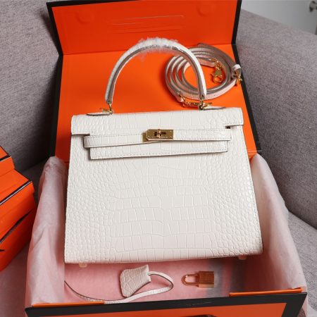 Hermes Kelly Gold Buckle Bag-Crocodile - Image 13