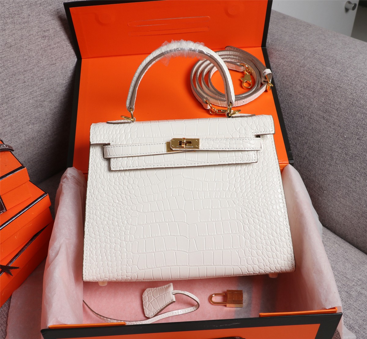 Hermes Kelly Gold Buckle Bag-Crocodile - Image 13
