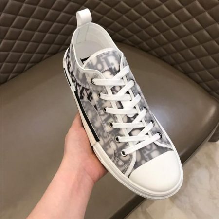 Dior B23 High Top Canvas Logo Oblique Patch Black Shoes - Image 4