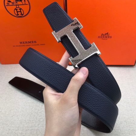 Hermes H Belt Buckle & Reversible Blue For Women, Women Belt 380MM - Image 4