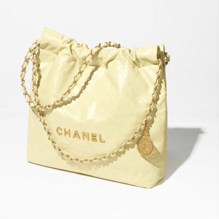 CHANEL 22 SMALL HANDBAG Calfskin & Silver Metal Yellow - Image 2
