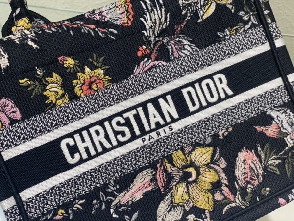 Dior Book Tote Small Black Multicolor Dior Jardin Botanique Embroidery