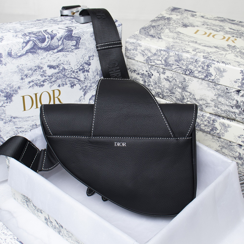 Dior Saddle Bag Black Grained Calfskin With Dior And Shawn Signature 1ADPO093YZS_H10E - Image 2