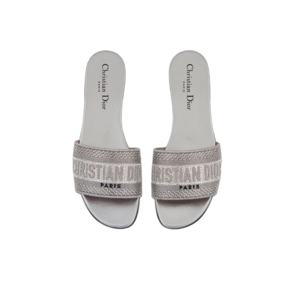 Dior DWAY Slide Slipper Sandals With Diamonds - Image 1