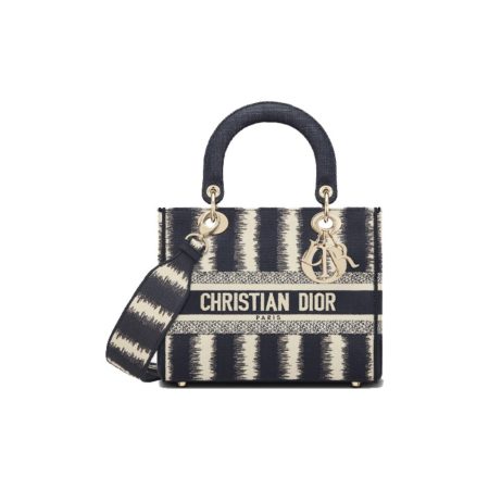 Dior The LADY D-LITE Bag Blue D-Stripes Embroidery M0565ORFQ_M928 - Image 1