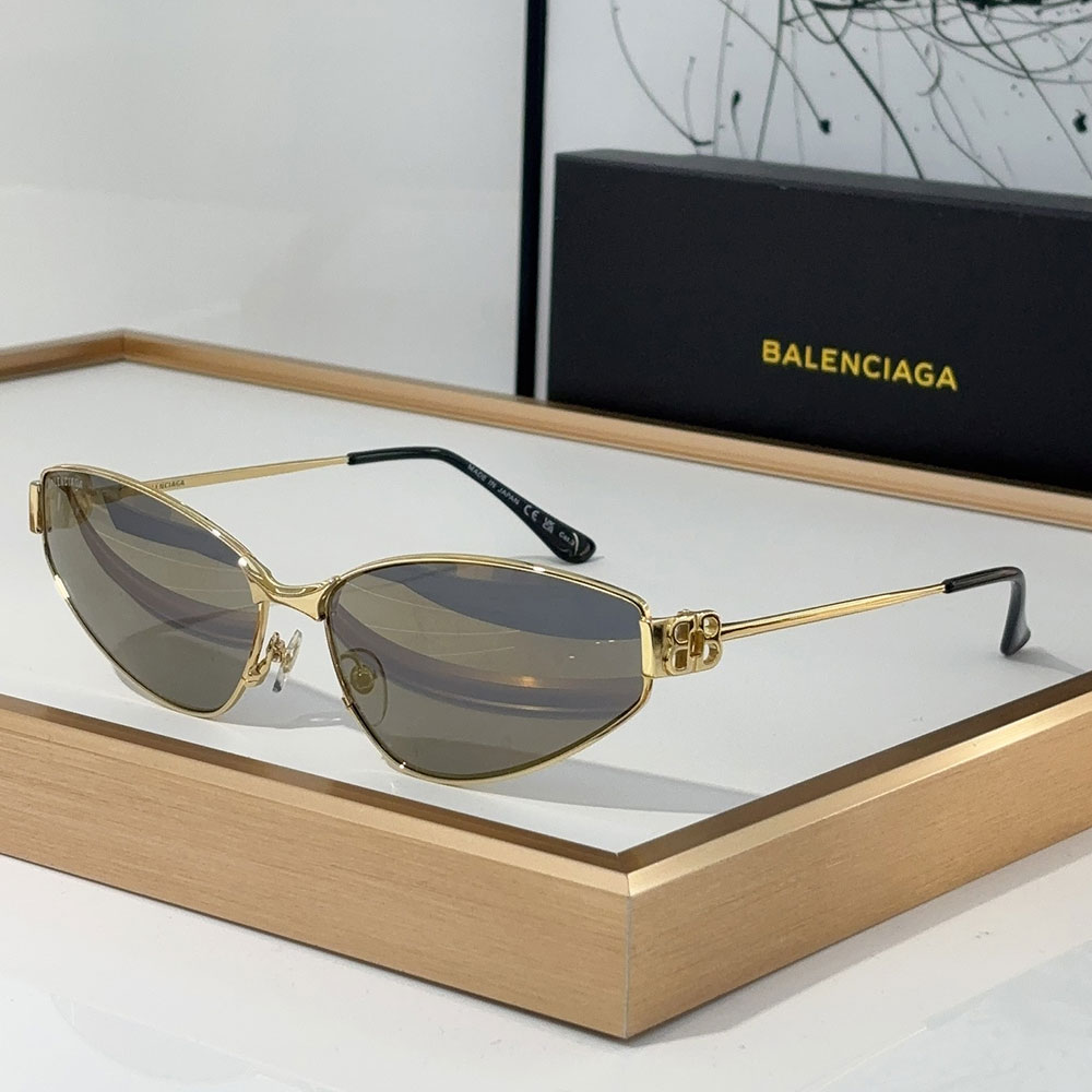 Balenciaga  Metal Thin Mirror leg Strap Logo   sunglasses Top quality - Image 1