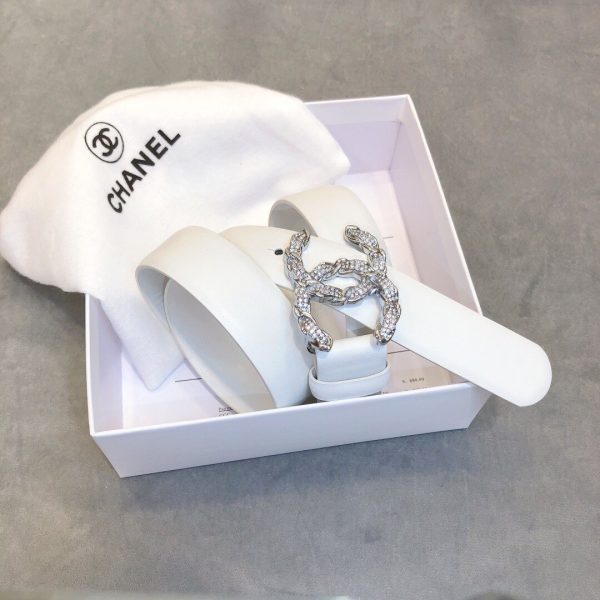 Chanel Belt With Double C Buckle White Women Belt 30MM