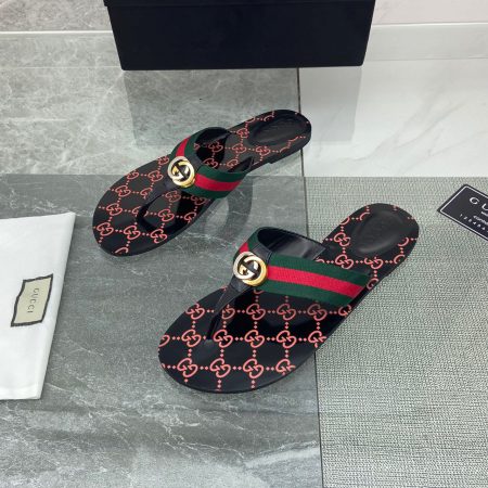 Gucci GG Web Thong Flat Sandals - Image 4
