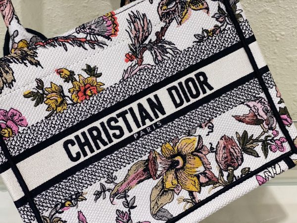 Dior Book Tote Small White Multicolor Dior Jardin Botanique Embroidery