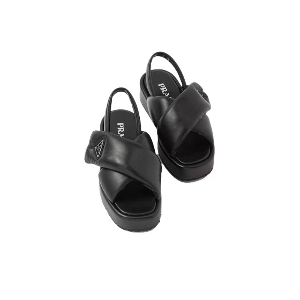 Prada Leather Peep-toe Beach Sandals Slide - Image 2