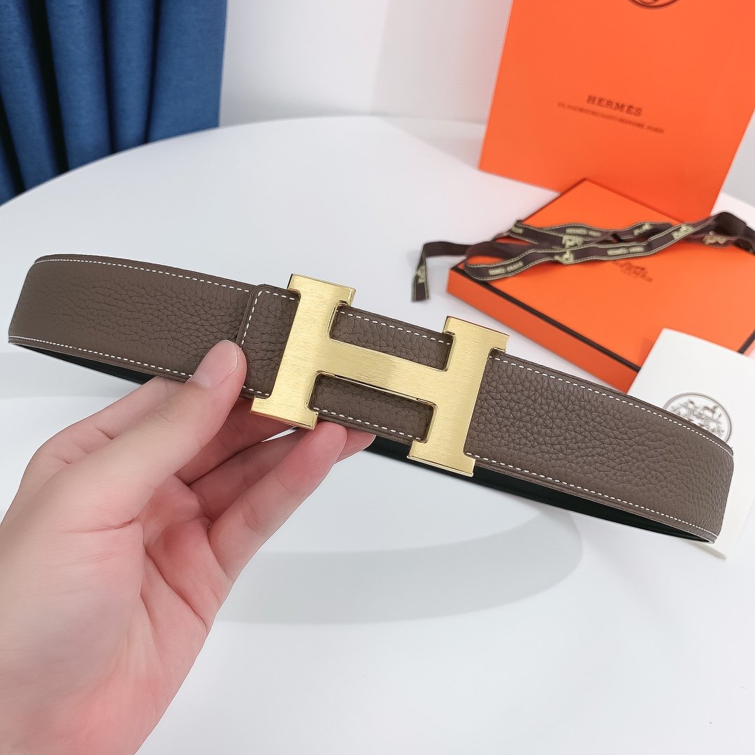 Hermes H Belt Buckle & Reversible Brown For Women, Women Belt 380MM - Image 4
