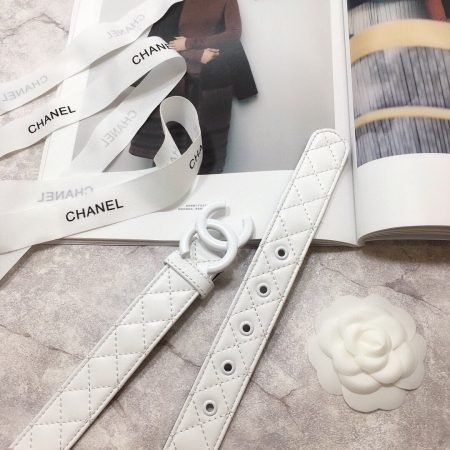 Chanel Belt Quilted With Double C Buckle White With White Hardware Women Belt 30MM - Image 5