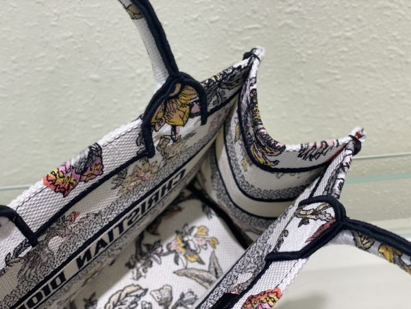 Dior Book Tote Small White Multicolor Dior Jardin Botanique Embroidery