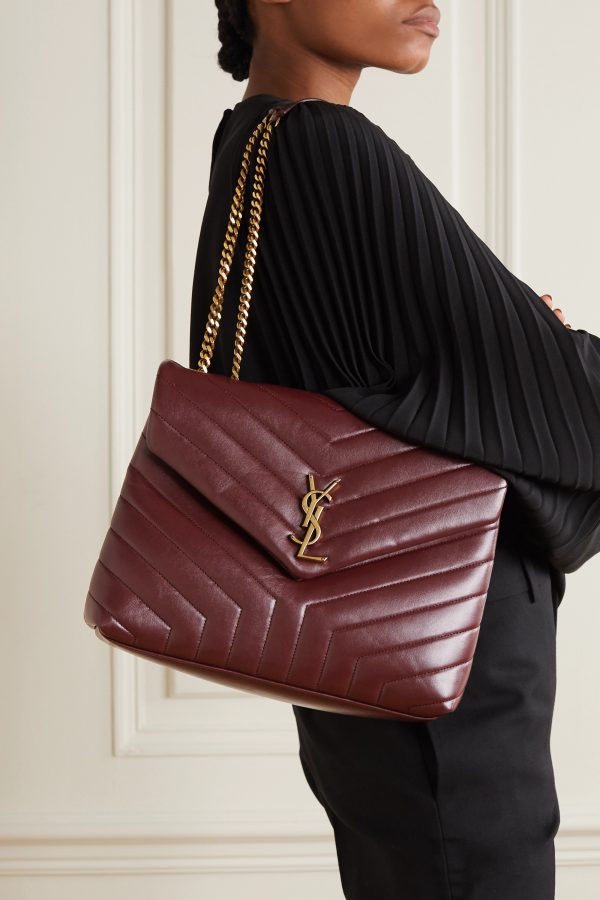 SAINT LAURENT Loulou medium quilted leather shoulder bag burgundy