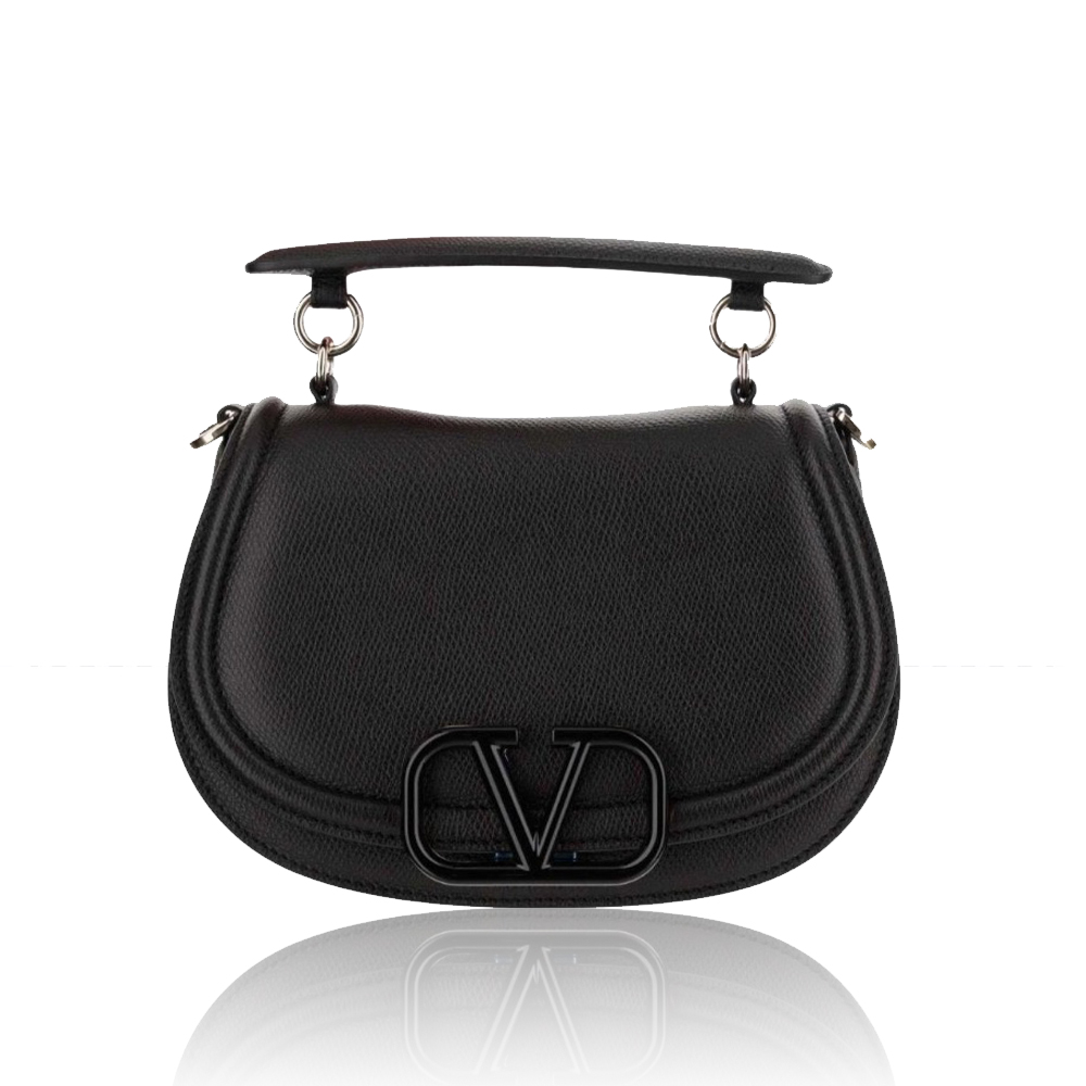 Valentino VLogo Grainy Flap Tote - Image 1
