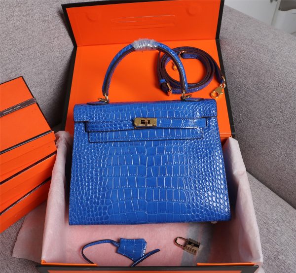 Hermes Kelly Gold Buckle Bag-Crocodile