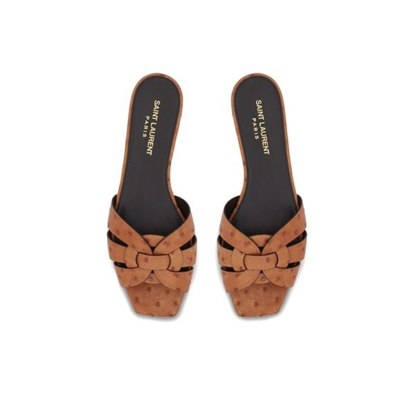 YSL Saint Laurent Nu Pieds Ostrich Pattern