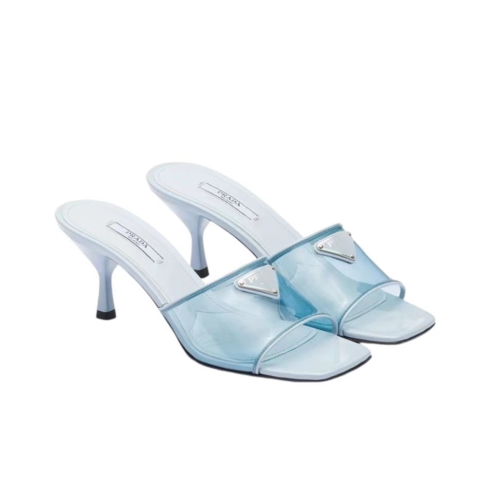 Prada Leather Heel Sandals Slide Sandal - Image 1