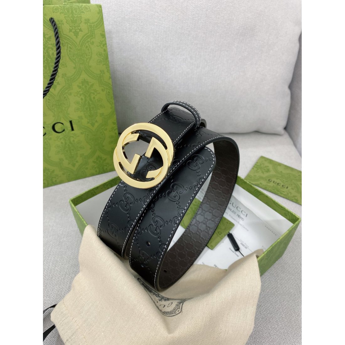 Gucci Cowhide Embossed Pure Steel 35MM - Image 1