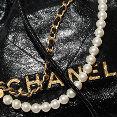 CHANEL 22 MINI HANDBAG Shiny Crumpled Calfskin & Gold-Tone Metal Black - Image 2