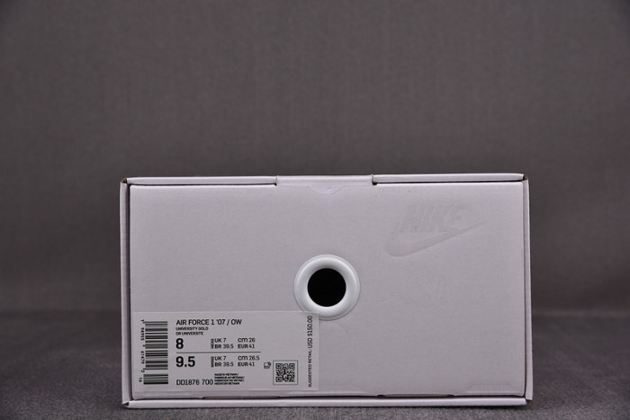 NIKE AIR FORCE 1 LOW OFF-WHITE UNIVERSITY GOLD METALLIC SILVER DD1876-700 - Image 3